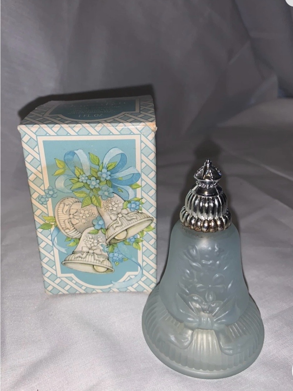 Blue Frosted Glass Bell with Silver-Tone top